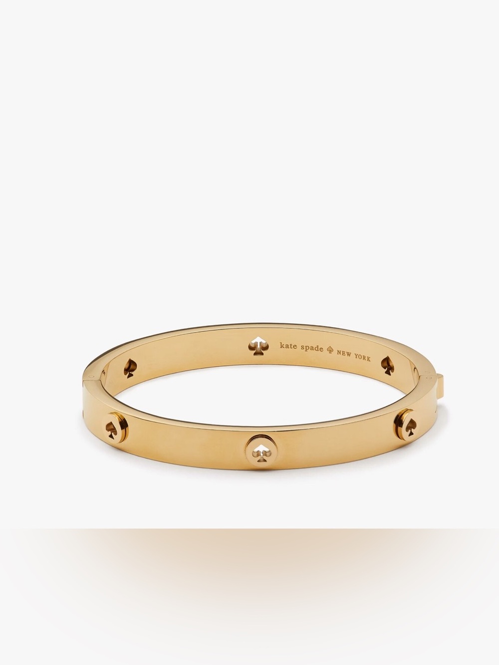 Kate Spade “Spot The Spade" Gold-Tone Hinged Bangle Bracelet